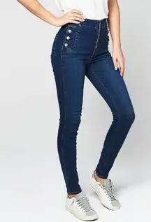 J Brand Natasha sky high rise exposed button stretch jeans 30