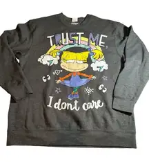 Nickelodeon Trust Me I‎ Don't Care Long Sleeve Crew NeckSweatshirt Size L Grey