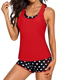 Yonique 3 Piece Athletic Swim Tank Tops Sports Bra and Boyshorts Bathing Suits