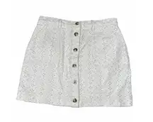 Anthropologie MinkPink Saskia Eyelet Cotton Mini Skirt Size XL‎ Cream