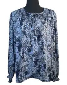 Joie Parisian Paisley Peasant Top Blue Long‎ Sleeve Damarre Size M