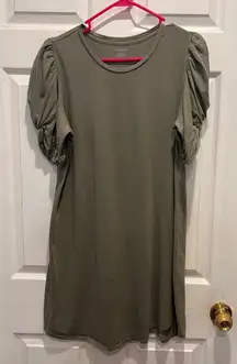Summersalt The‎ Luxe Pima Twist Sleeve T-Shirt Dress Olive Green Womens Large