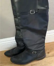 FRYE AND CO. Black Heeled Leather Riding Boots