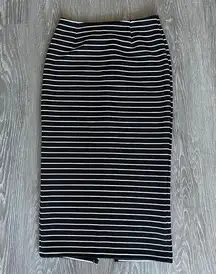 Olivaceous Skirt Small Midi Pencil Striped Black Hem Slit