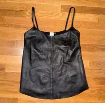 Ecru Leather Tank Top: Build in Bra