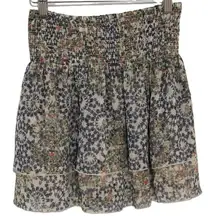 Womens Abercrombie & Fitch White Blue Green Red Elastic Tiered Mini Skirt Size M