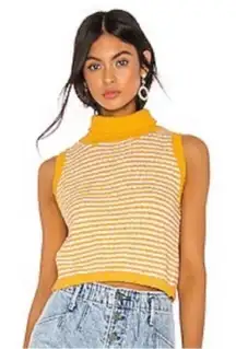 REVOLVE Callahan Gold & White Striped Sleeveless Turtleneck Liv Sweater
