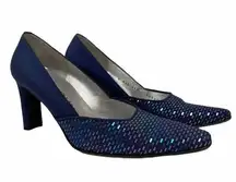 ST. JOHN Blue Satin Pump Shoes Sz 5.5 B