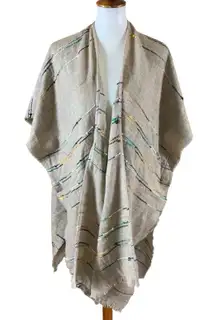 Do Everything In Love Tan Kimono Cardigan Boho Cozy Knit Fringe OS