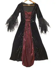 Black & Blood Red Gothic Dress Vampire Goth Witchy Costume Renaissance Fair