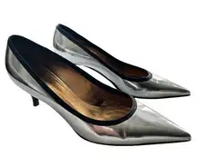Giuseppe Zanotti Pointed Kitten Heel Metallic Iridescent silver size 38 US 8