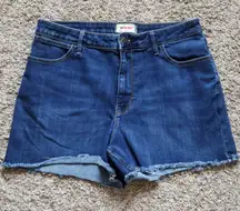 Wrangler Denim Shorts Frayed Hem Dark Wash Casual Summer Size‎ 34