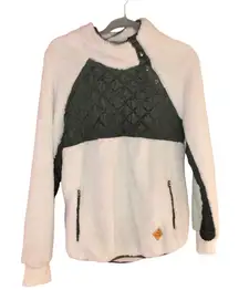 Simply Southern Sherpa Snap Quilted pullover Green‎ White size medium