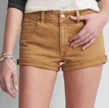 American Eagle Golden Khaki High Rise Shortie Denim Shorts Size 2