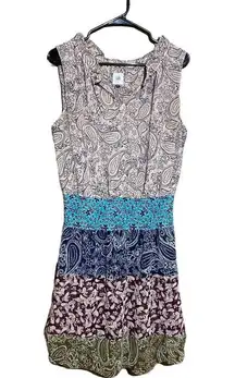 Cabi DANI Size Medium Paisley Floral Patchwork Shirred Sleeveless Dress 5371