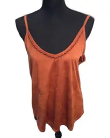 Shyanne Western Cowgirl Rodeo New NWT Faux Suede Tank V Neck Rust Copper Large L