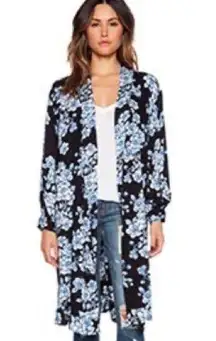 Blue Life Floral Kimono Duster