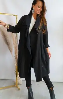 PATRIZIA LUCA NWT Trench Coat Women’s M Swing Jacket Black Y2K Goth Cyberpunk