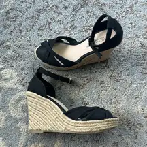 Christian Siriano Espadrille Wedge Sandals Black 7