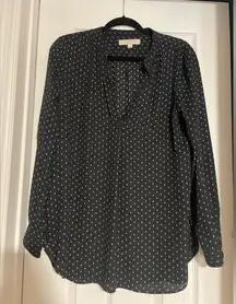 LOFT Black and White Patterned Blouse
