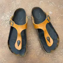 Birkenstock big buckle with tan yellow leather EU 39 US 8/8.5