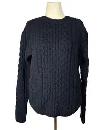 Brandy Melville Navy Cable Knit Wool Blend Sweater | One Size