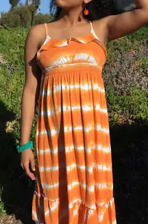 Orange and white striped dress, Orange and white striped tea dress