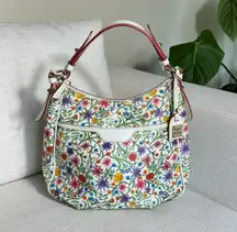 Floral Botanical White Hobo Shoulder Bag