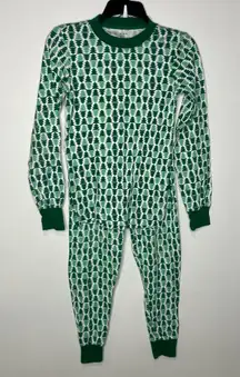 Carters Christmas tree pajama set long sleeve pants women’s size XS green white