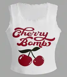 ROMWE White Cherry Bomb Lace Crop Top