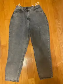 Mid Wash Laced Up Jeans Straight Leg