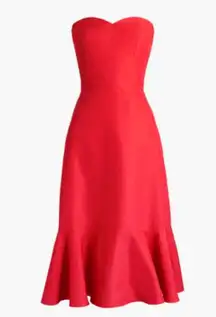 J.Crew Strapless Red ruffle hem dress in size 4