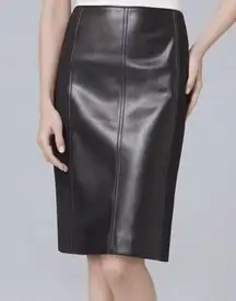 White House | Black Market  Faux Leather Black Pencil Skirt NEW Size 8