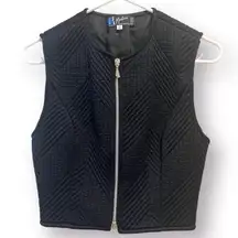 Vintage Claude Montana Quilted Black Vest Sleeveless 1980s Made In Italy