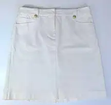 J.McLaughlin White Pencil Skirt with Gold Accents