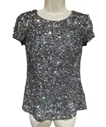 Vintage top Silver sequin Sparkling Festive Christmas Party S