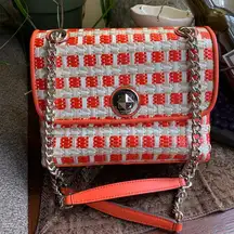 Authentic KATE SPADE Straw/Leather Flap turnlock crossbody/Shoulder bag