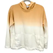 J. Jill Pure Jill Ombre Dip Dye Hoodie Sweatshirt Cotton White Peach Pullover