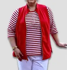 Quacker Factory Nautical Set Shirt & Vest Red White Size 3X