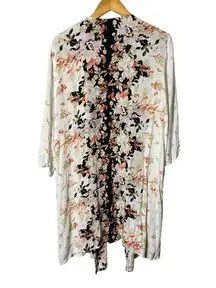 Band Of Gypsies Multi Floral Duster Cardigan Open Front Midi 3/4 Sleeve Medium