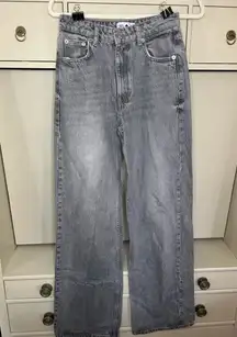 Zara Super Wide Leg Washed The Boogie Pant Denim Jeans, 0