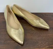 Marc Fisher Analia Leather Gold Metallic Ballet Flats Size 8
