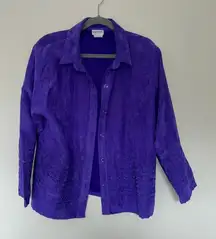 Vintage Bon Worth Suede Like Purple Jacket‎ Embroidered