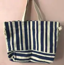 Urban Outfitters Blue Striped Canvas Beach Bag