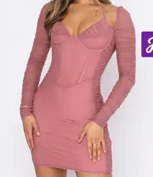 White Fox Boutique “Tough Choices” Mini Dress - Mauve XL NWT