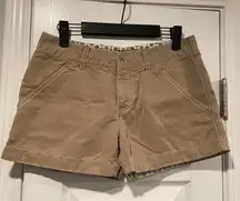 Horny Toad Size 2 Tan Khaki Mid Rise Soft Zip Up Snap Outdoor Hiking Shorts