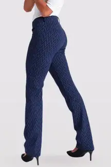 Betabrand All Day Wear Straight Leg Blue Chevron Patterned Dress Pant Yoga Pants