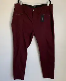 NWT Arna York Collection Pintuck Skinny Jeans in Berry Burgundy Red