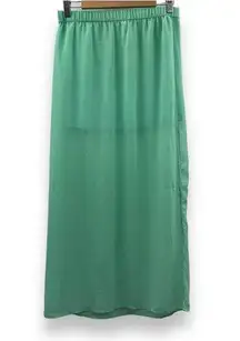 Express Light Blue Aqua Sheer Overlay Pull-On Maxi Skirt Size S