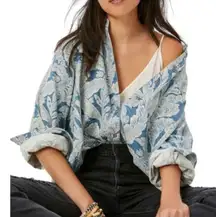 Anthropologie Pilcro Sigourney Corduroy Blue Buttondown Size: S